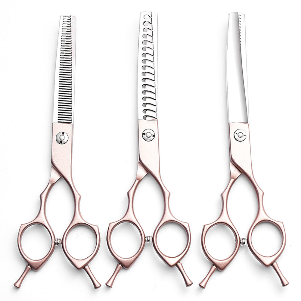 Rose Gold and Silver Professional 6.5 Inch Pet Grooming Thinning Shears - 45-Tooth Stainless Steel Texturizing Scissors for Dogs & Cats