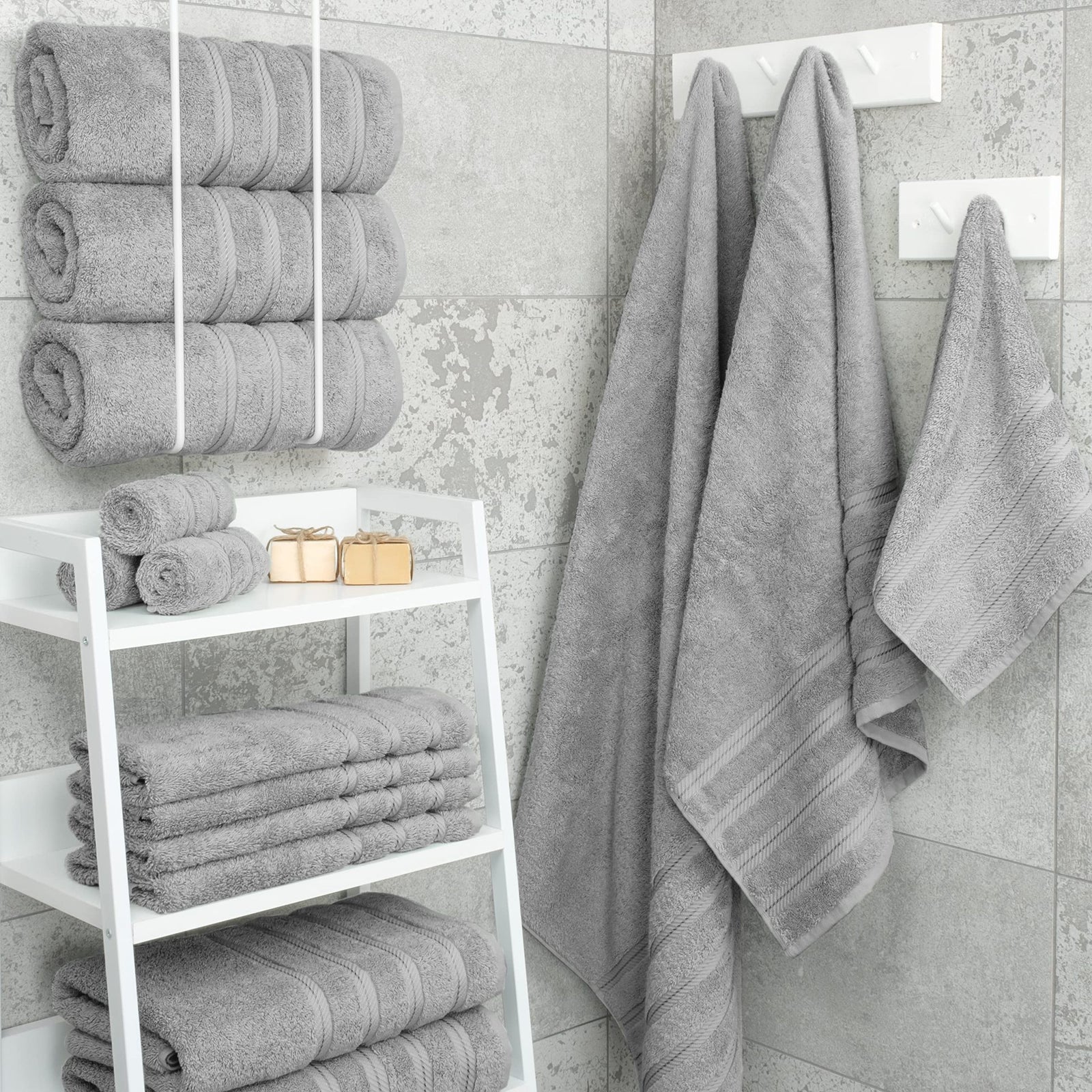 Khaki Luxury 6-Piece Combed Cotton Towel Bale Set - Ultra Soft & Absorbent Bath, Hand, Face Towels