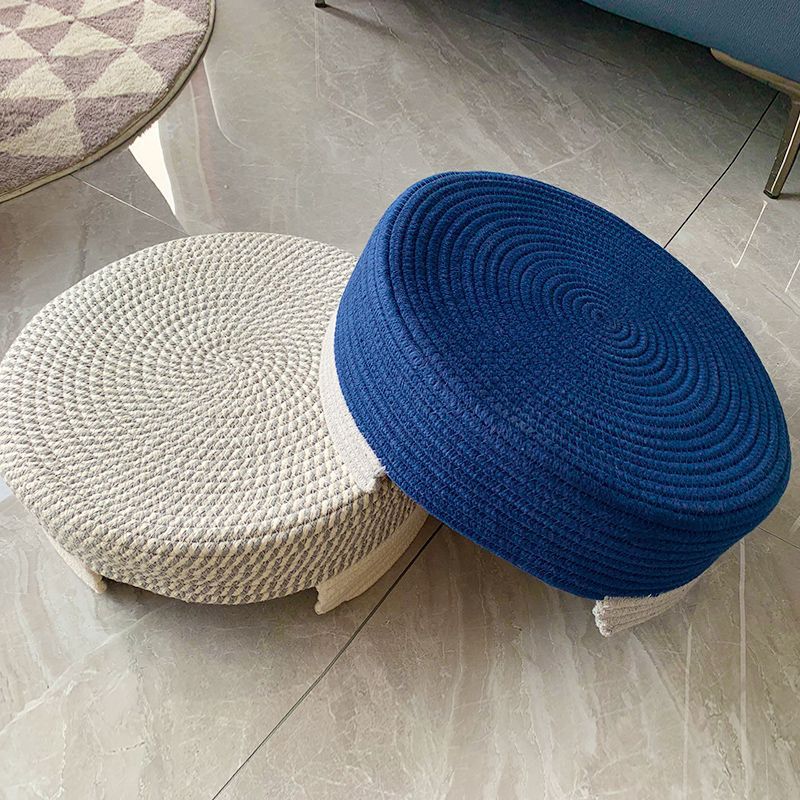 Grey and White Chic Two-Tone Woven Cotton Rope Cat Bed - Cozy Handmade Pet Nest & Storage Basket