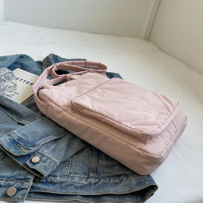 Purple Lightweight Nylon Vertical Crossbody Tote Bag - Casual Shoulder Bag with Adjustable Strap & Pockets