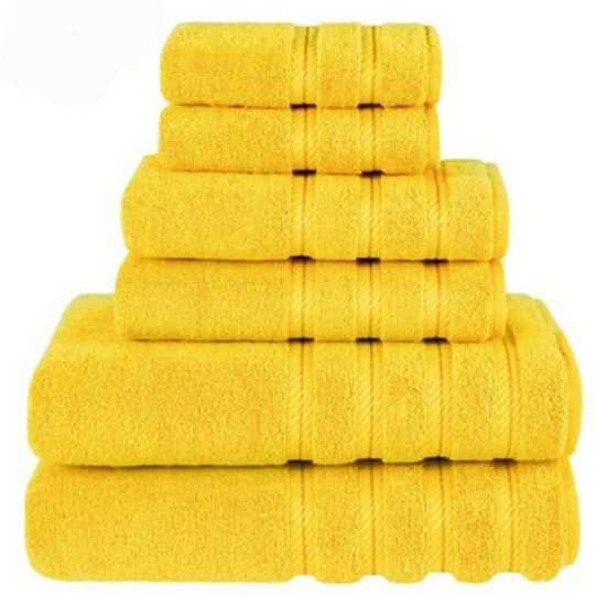 Yellow Luxury 6-Piece Combed Cotton Towel Bale Set - Ultra Soft & Absorbent Bath, Hand, Face Towels