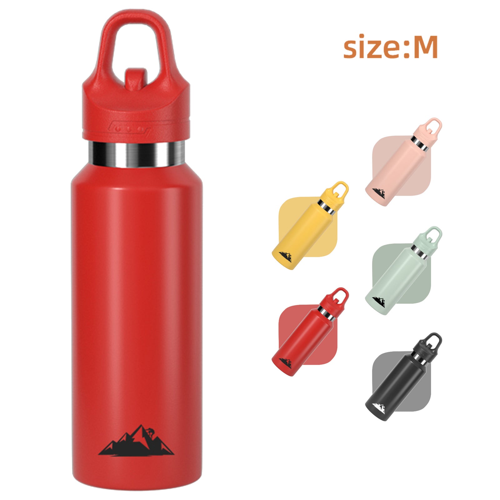 Red 480ml Insulated Stainless Steel Water Bottle - Leakproof One-Click Lid Thermal Flask for Hot & Cold Drinks