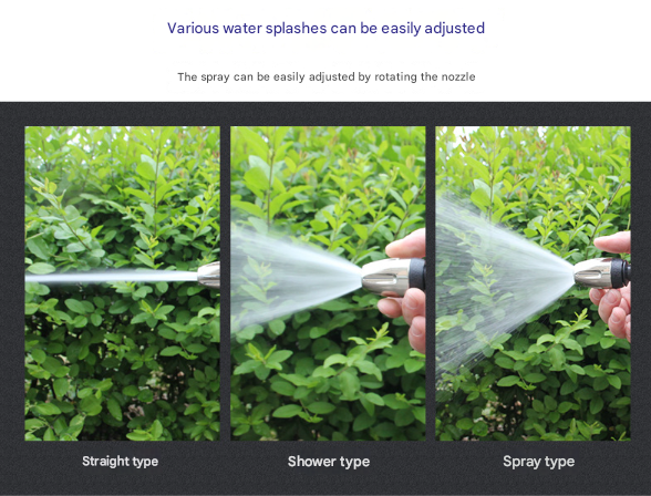 Black and Grey Heavy Duty Long Wand Garden Hose Nozzle - High Pressure Water Spray Gun with Adjustable Patterns for Car Wash, Plants & Cleaning