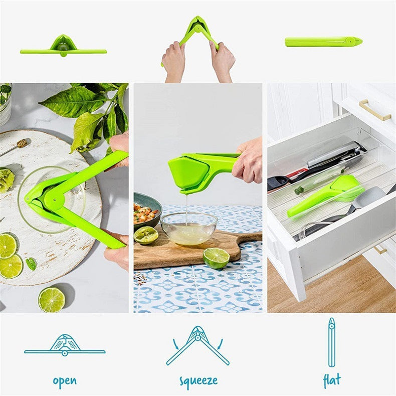 3 Pcs Green Easy-Squeeze Manual Citrus Juicer - Durable Lemon & Orange Squeezer with Pour Spout, Food-Grade PP