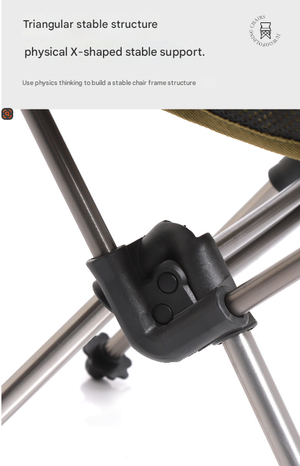 Khaki Lightweight Portable Folding Camping Chair - High-Back Aluminum Alloy Moon Chair with Oxford Fabric, Side Pocket & Carry Bag for Outdoor, Beach, Fishing