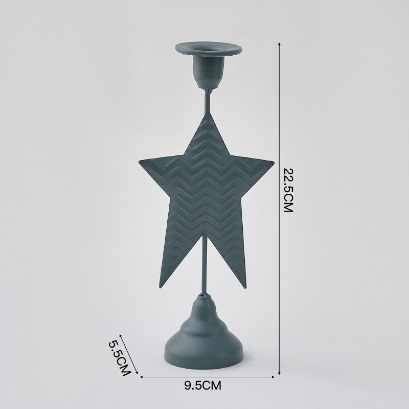 Grey Elegant Star Metal Candlestick Holder - Decorative Taper Candle Stand for Home, Tabletop & Special Occasions