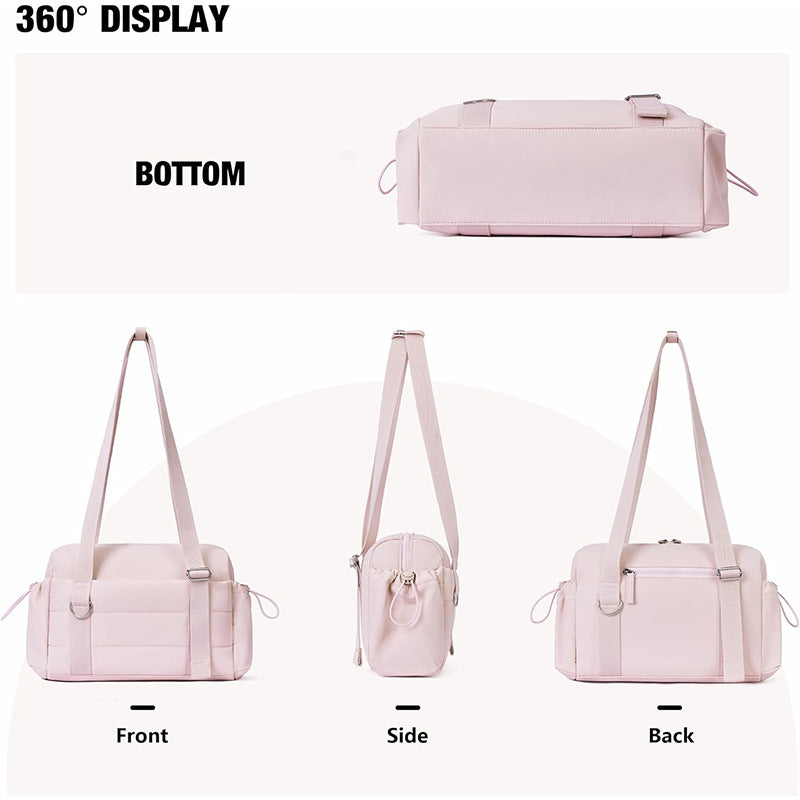 Pink Chic Women's Mini Gym Duffel Bag - Lightweight Nylon Shoulder Tote with Wet Pocket, Multiple Compartments & Removable Pouch