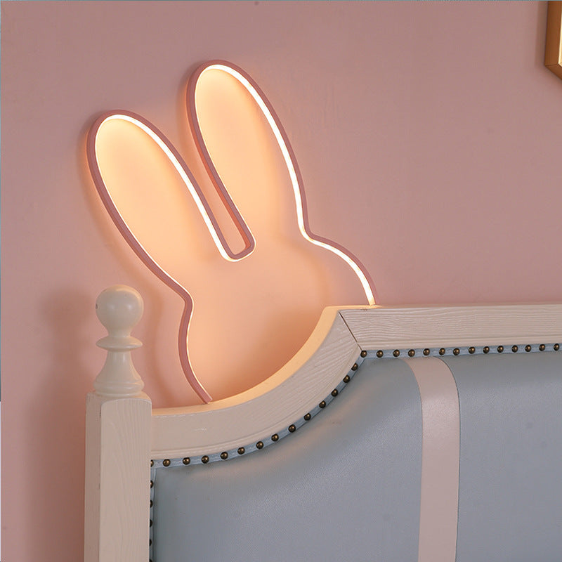 White 29x30cm Adorable Bunny LED Wall Night Light - USB Powered Warm White Lamp for Kids Room Decor