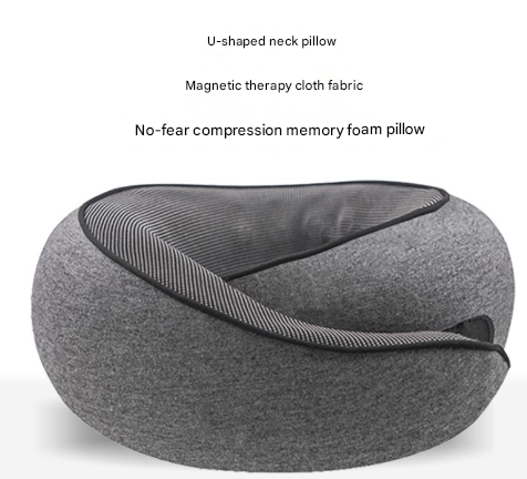 Black Ergonomic Memory Foam Travel Neck Pillow - U-Shaped Support for Naps & Journeys