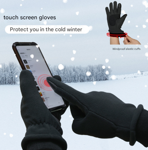 M Purple Warm Windproof Touchscreen Gloves - Anti-Slip Grip for Winter Cycling & Outdoor Sports