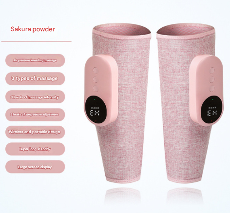 Two-piece Pink Portable Leg Air Pressure Massager with Constant Heat - Slimming and Relaxation