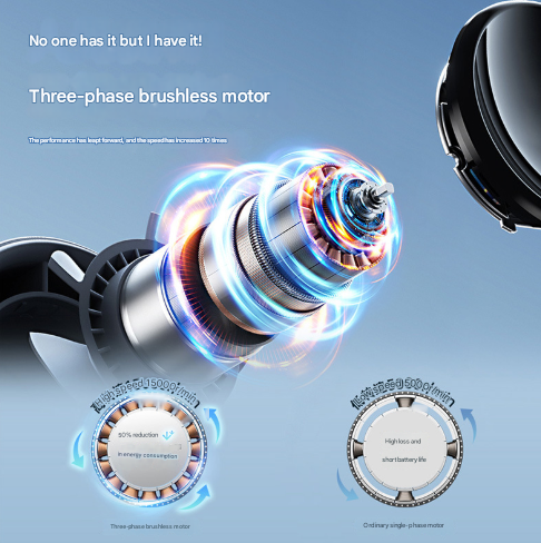 Grey Mini Bladeless Handheld Fan - USB Rechargeable, Quiet Portable Desk Fan