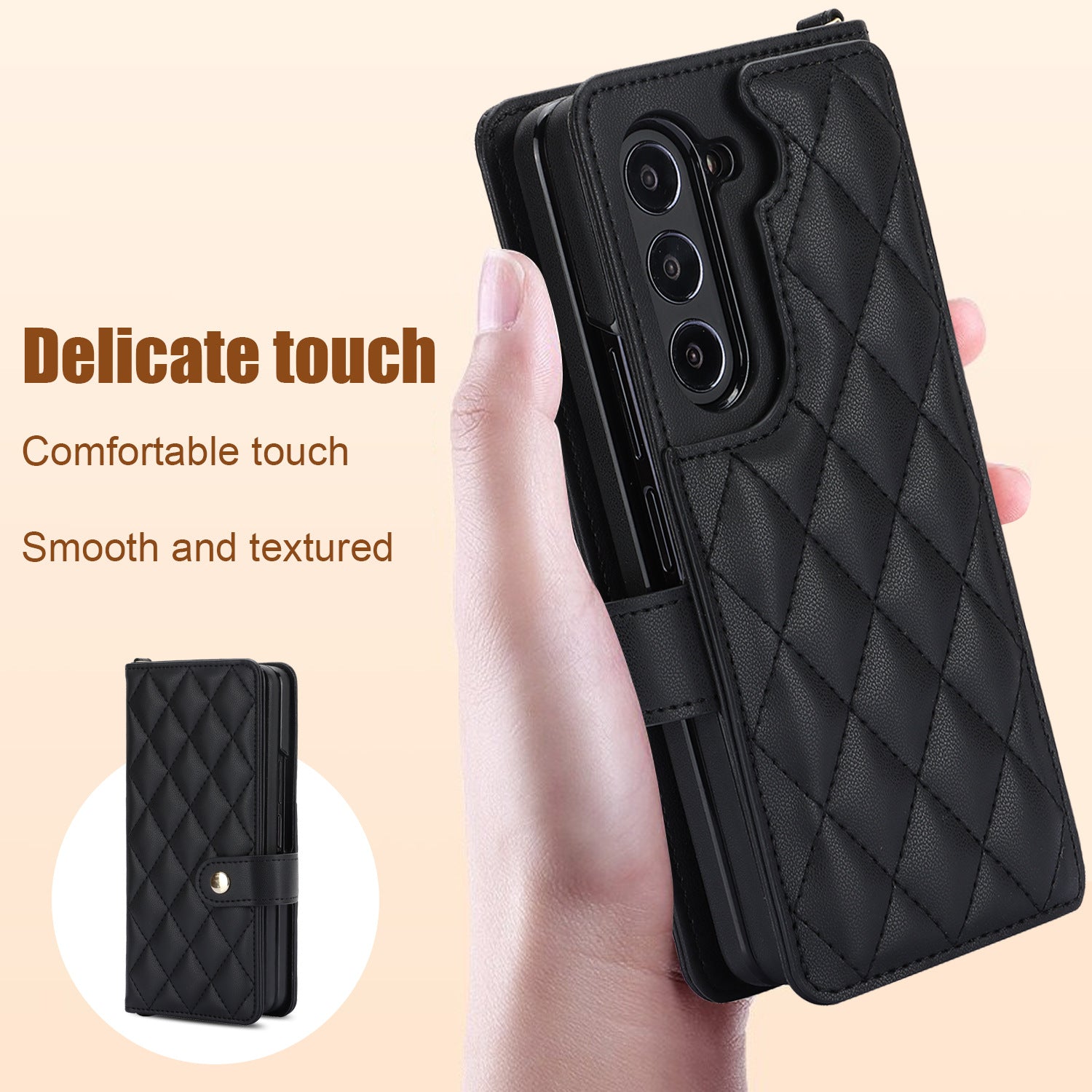 Purple Galaxy Z Fold4 Multi-Functional Leather Wallet Case for Samsung Z Fold Series - Crossbody with Pen Slot, Quilted Design Pen Not Included