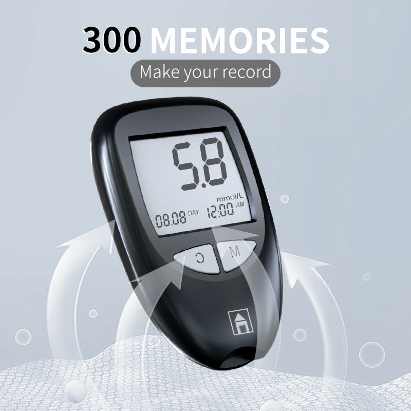 White Home Blood Glucose Meter - English Version Medical Automatic Blood Sugar Tester with Strips