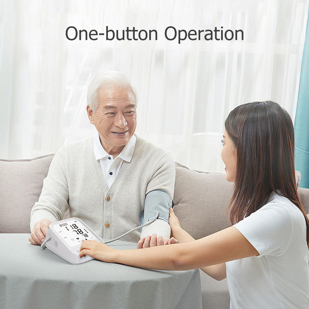 White Smart Upper Arm Blood Pressure Monitor - Medical Automatic BP Machine for Export