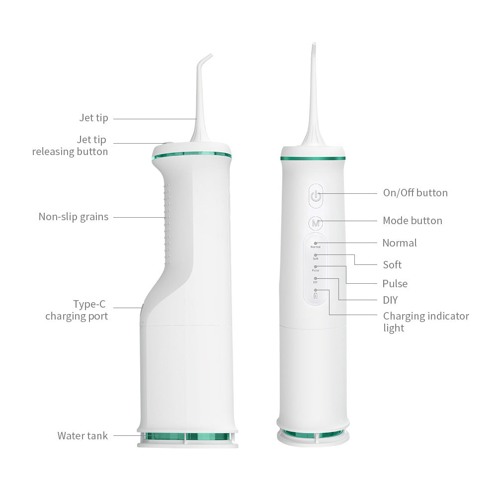 Black Home Electric Oral Irrigator - Portable Water Flosser for Teeth Cleaning