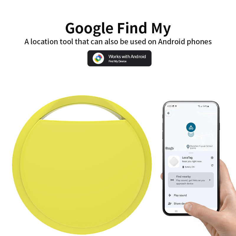 Yellow Android Tracker - Google Find My Device Compatible Luggage and Pet Tracker