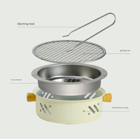 Portable 28cm Stainless Steel Barbecue and Tea Furnace