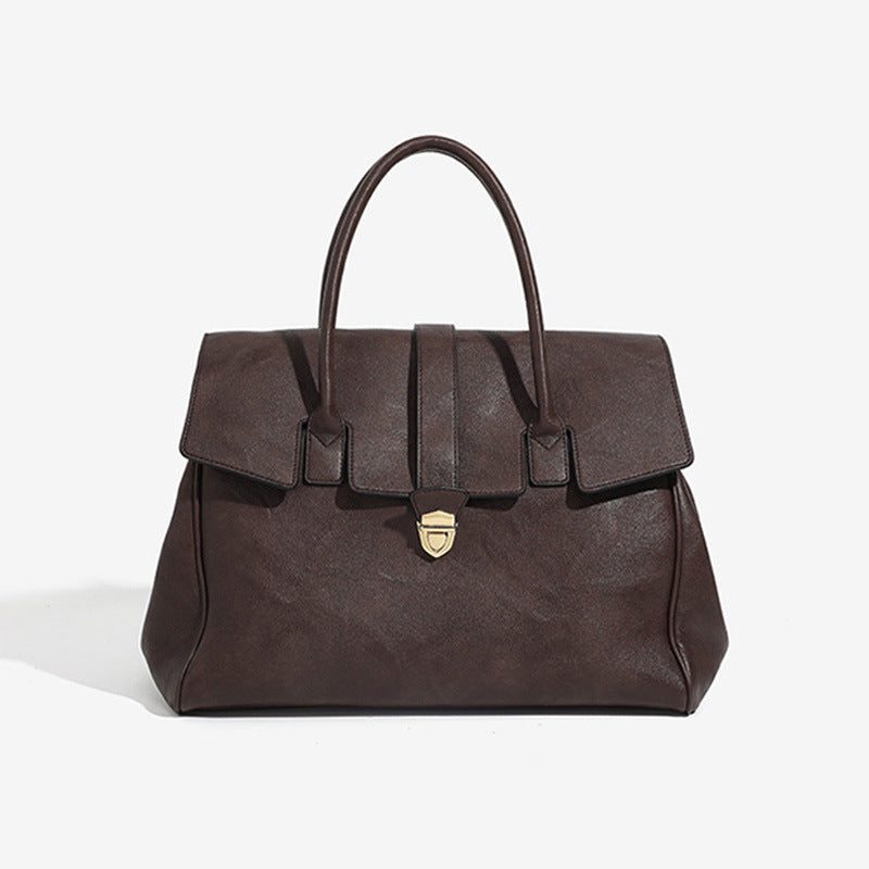 Coffee Brown Spacious Women's PU Leather Tote Bag with Laptop Compartment