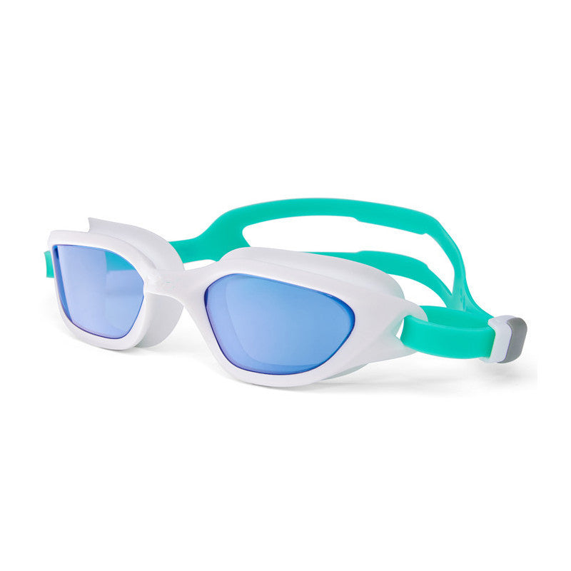 White-green Premium Full-View Anti-Fog Adult Swim Goggles with Transparent Case