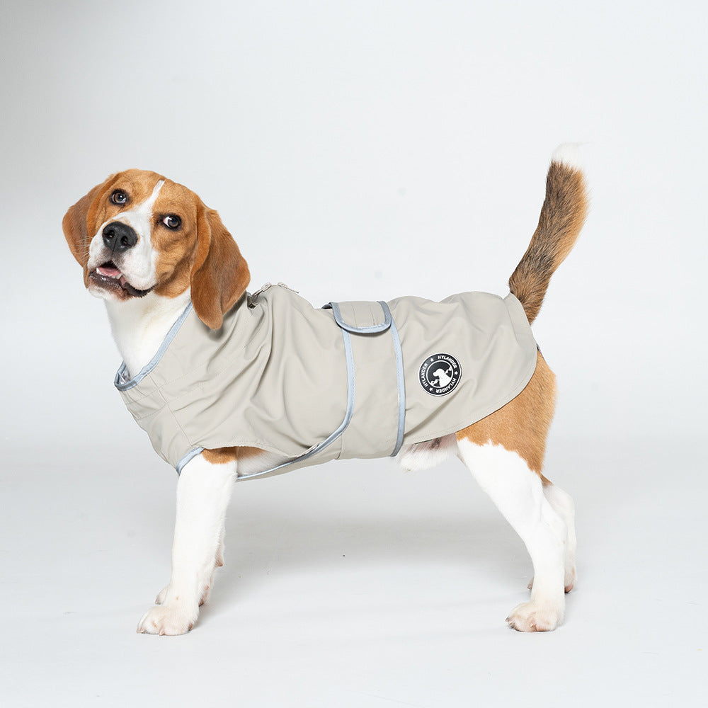 40# Grey Waterproof Reflective Dog Raincoat for Small to Large Dogs