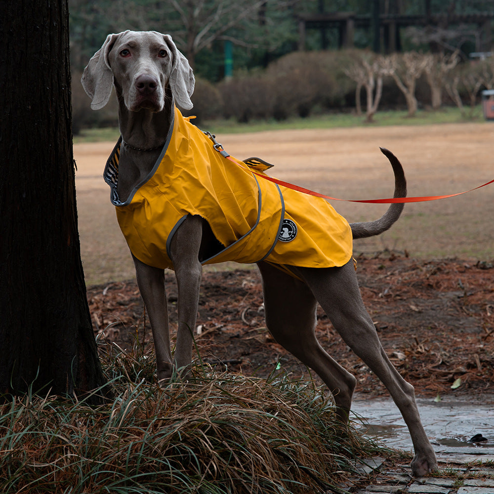 55# Yellow Waterproof Reflective Dog Raincoat for Small to Large Dogs