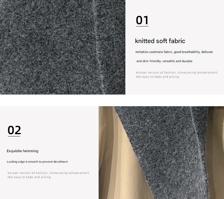 2-Piece Black Coffee Elegant Wool Blend Triangle Scarf - Luxurious Knit Shawl for Women (39 x 110cm)