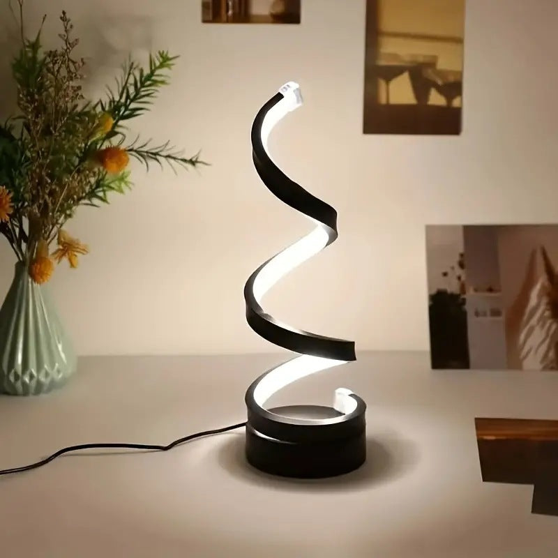 Modern Spiral LED Table Lamp - Dimmable, 3 Light Modes(black)