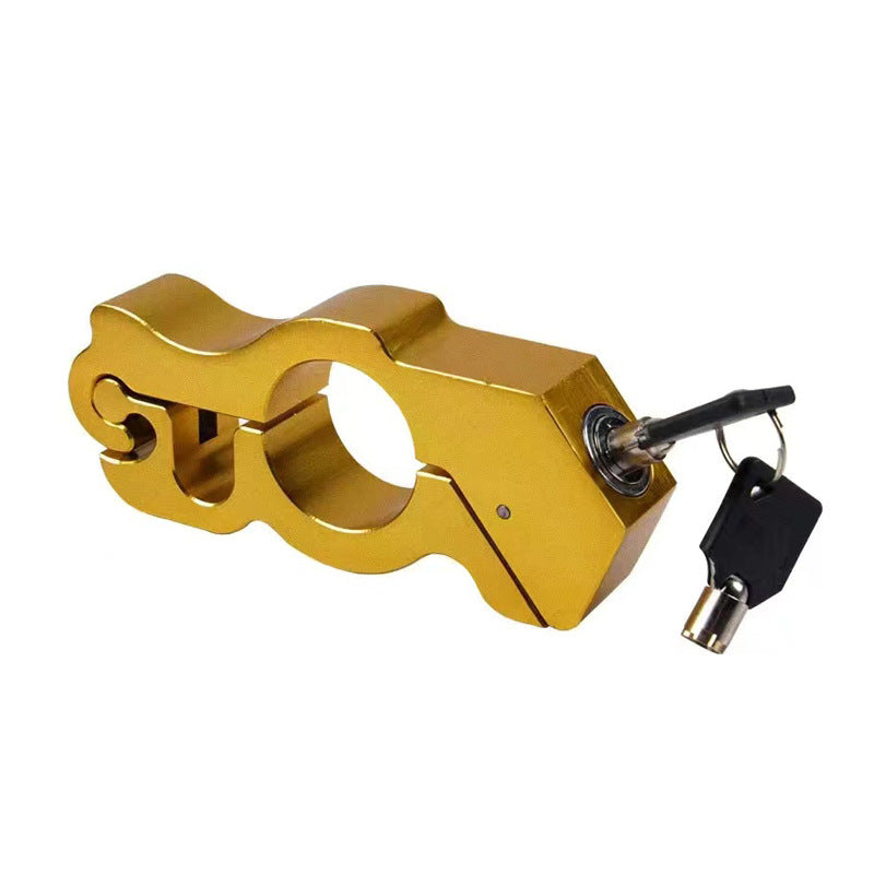 Motorcycle & Scooter Handlebar Grip Lock - Anti-Theft Brake Lever Lock(Gold)