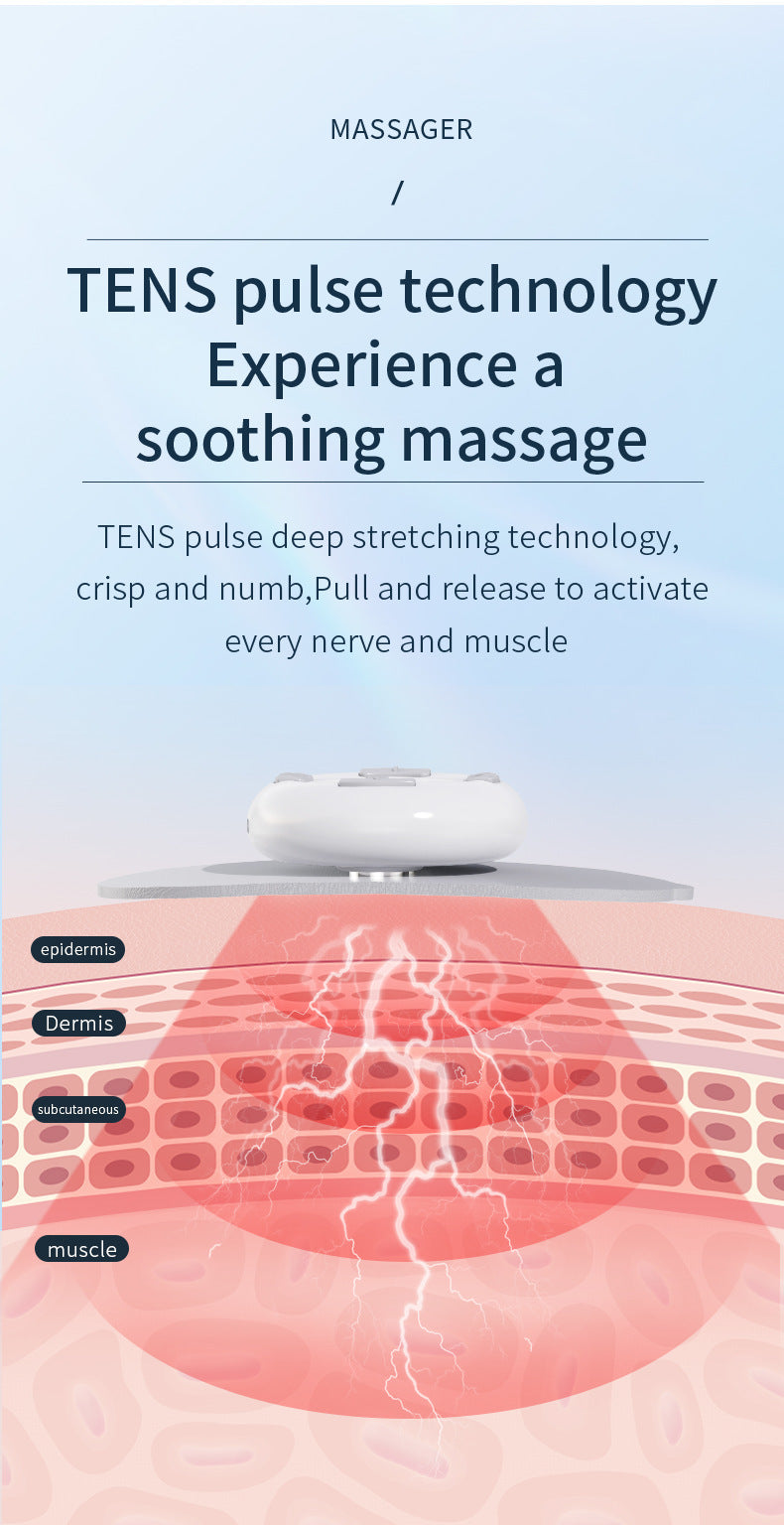 Smart Cervical Spine EMS Massager Sticker with Remote Control & Charging Case - 6 Modes, 16 Strengths(white)