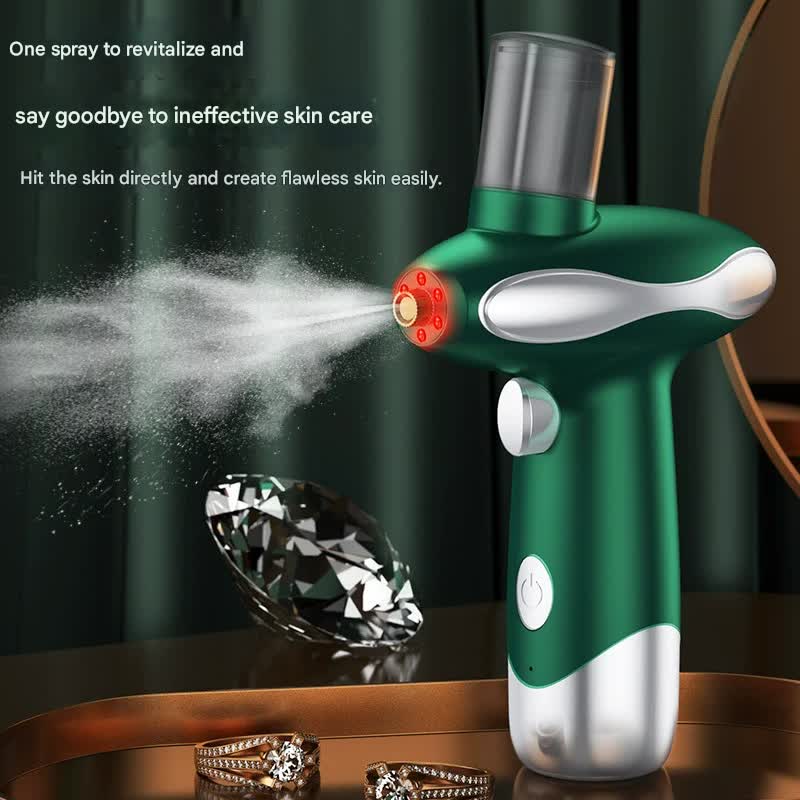 Portable Nano Facial Steamer & Oxygen Sprayer with Red/Blue Light Therapy(green)