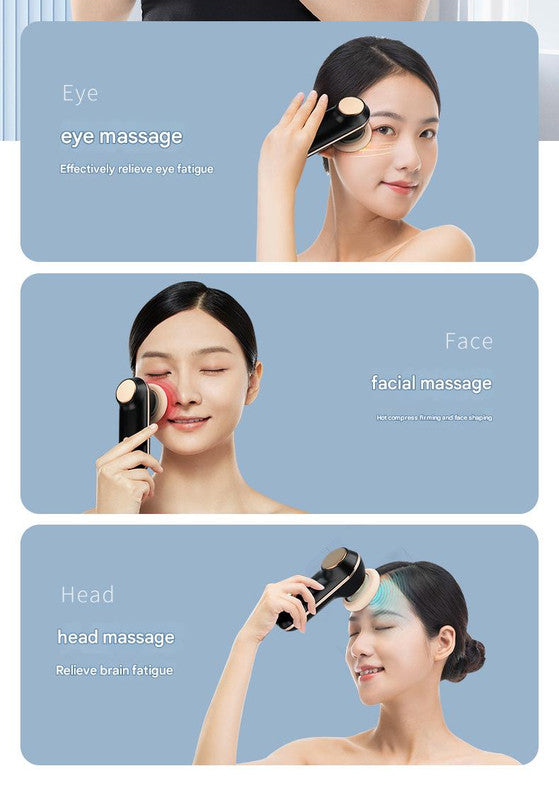 Mini Facial & Head Massager with Heat Therapy - USB-C Rechargeable, 3 Modes(Pink)