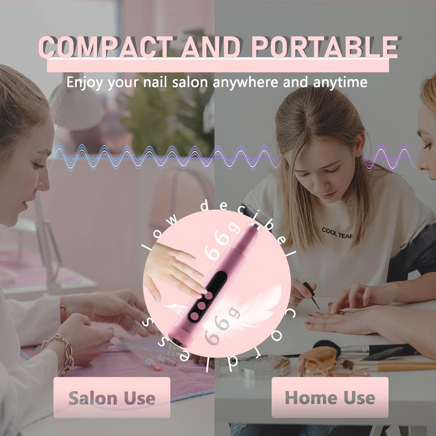 Portable Cordless Electric Nail Drill Kit with UV Lamp - 0-20000RPM, LED Display, 12 Bits(White)