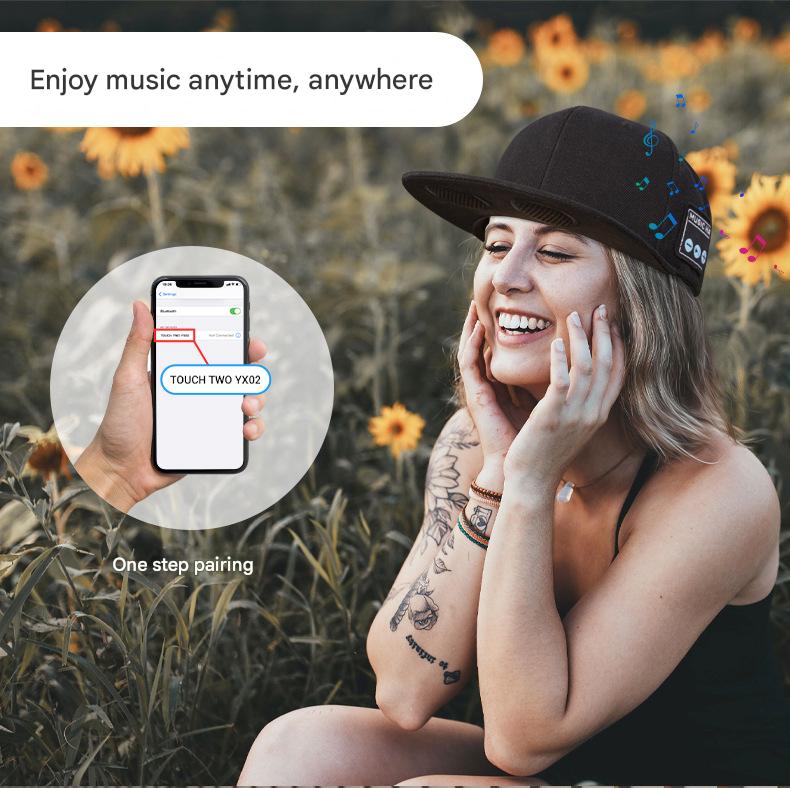 Wireless Bluetooth 5.0 Music Hat - Outdoor Speaker Cap with Mic, Sun Protection & Breathable Fabric(Gray)