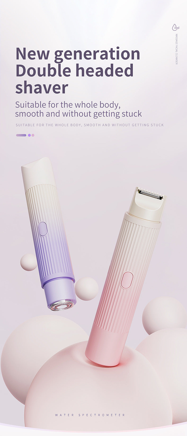 2-in-1 Electric Lady Shaver & Trimmer - Gentle Full Body Hair Removal, Portable & USB Rechargeable(Gradient Purple)