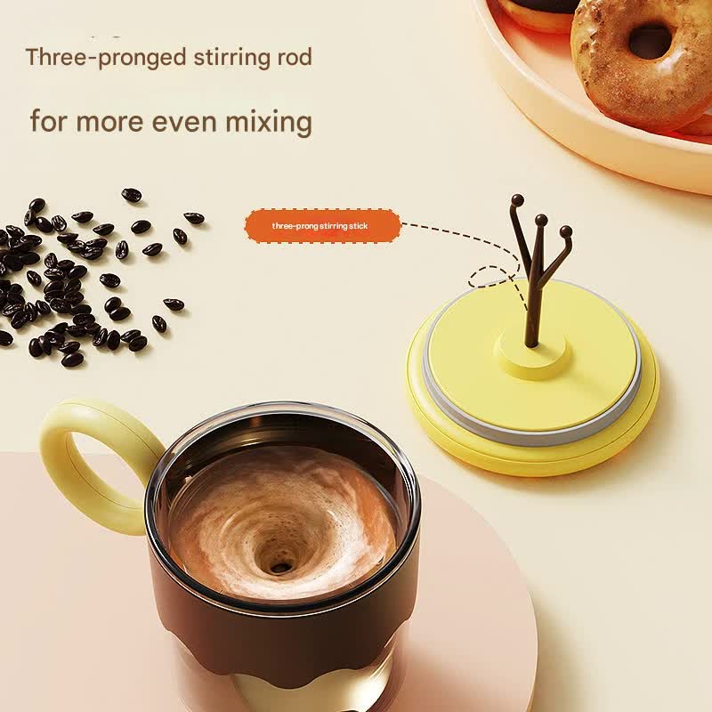 Automatic Self-Stirring Coffee Mug - 400ml, 5000RPM, USB-C Rechargeable with Trident Stirring Rod(pink)