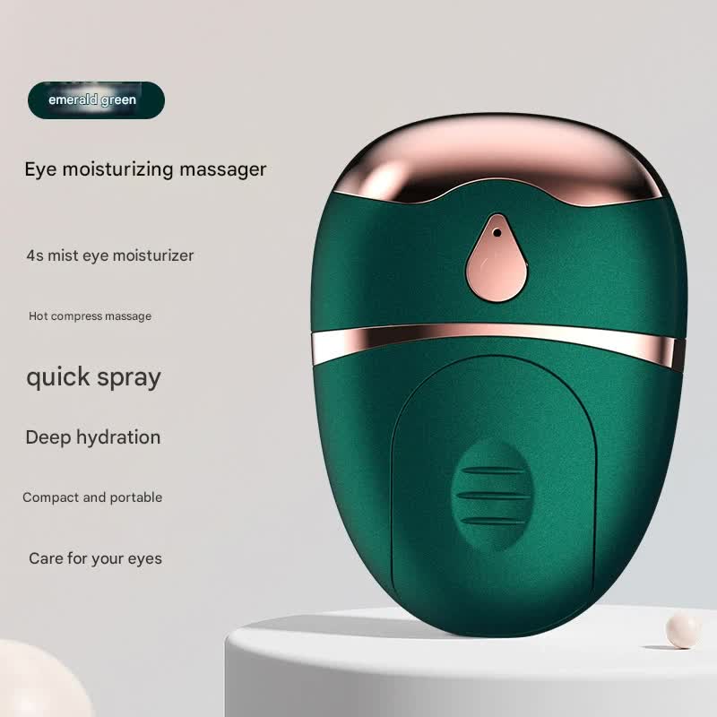 Portable Nano Mist Eye Massager & Humidifier - USB-C, Hot Compress, Wrinkle Reduction & Deep Hydration(Dark green)