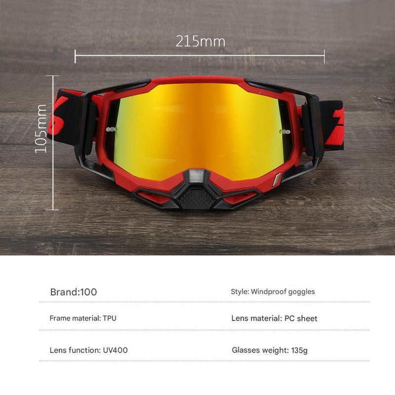 Pro Motocross Goggles - Windproof, UV400 Protection with TPU Frame & PC Lens, Adjustable Strap(Green frame,transparent lens)