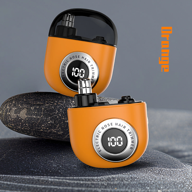 Mini Electric Nose Hair Trimmer - USB-C Rechargeable, LED Display, Washable Head, Painless Grooming(orange)