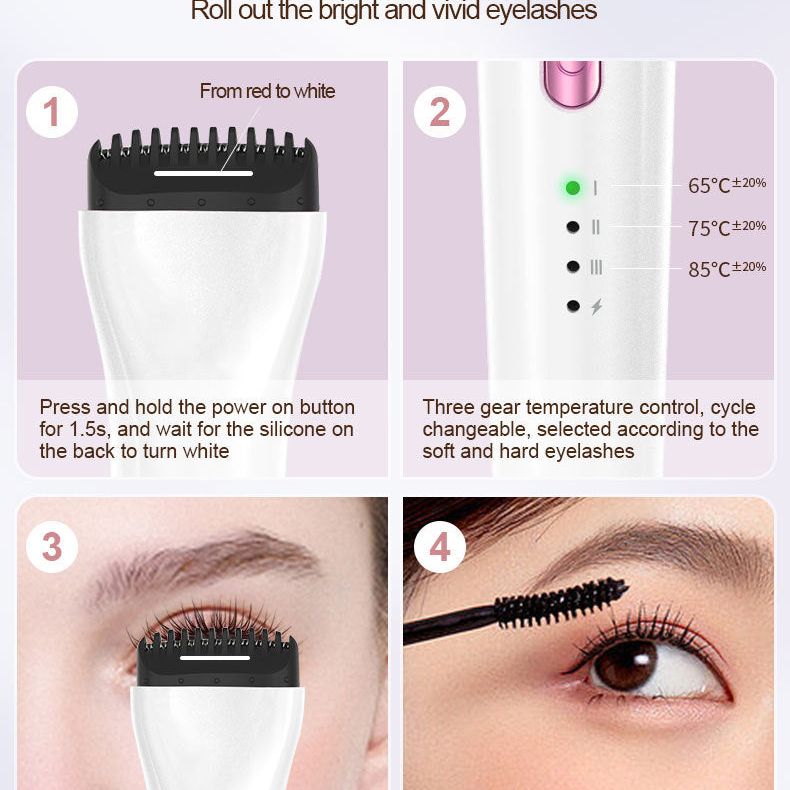 Rechargeable Heated Eyelash Curler - 3 Temperature Settings, 30s Rapid Heating & Anti-Scald Design(Purple)