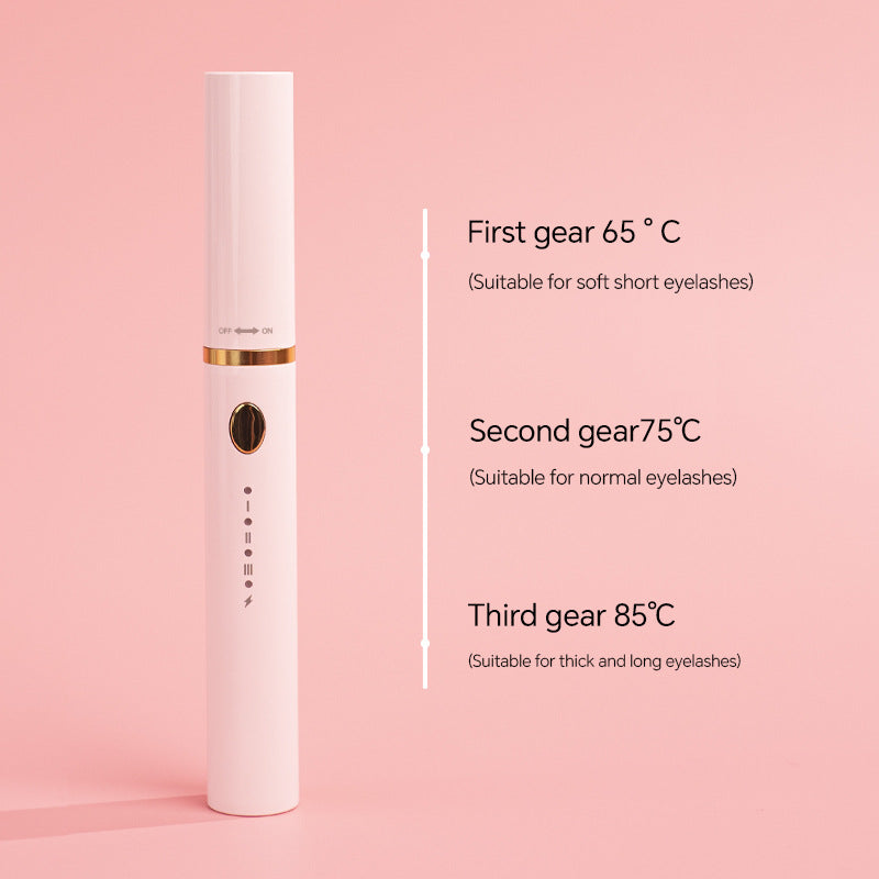 Rechargeable Heated Eyelash Curler Wand - 3 Temperature Gears, Type-C Charging, All-Day Curl(pink)