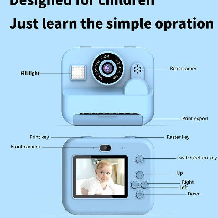 Instant Print Camera - 48MP Dual Lens, 2.4" IPS Screen, Thermal Printing(blue)