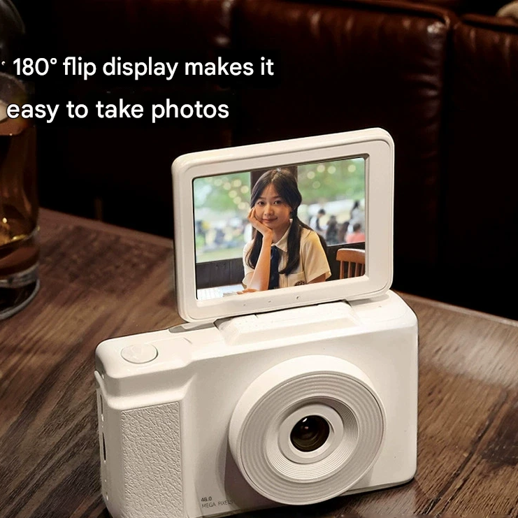 48MP Student Digital Camera with 180 Flip Screen & 3-Setting Fill Light(black)