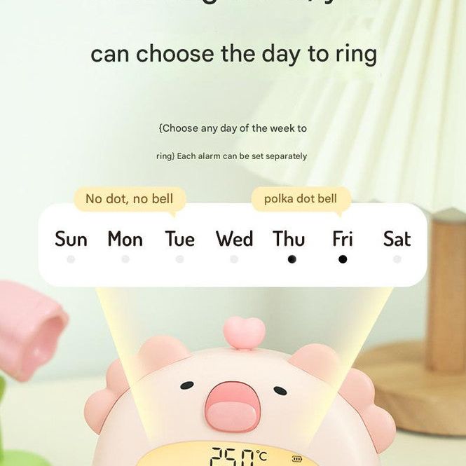 Cute Animal Digital Alarm Clock with Night Light, Temperature & Countdown Timer(Blue elephant)