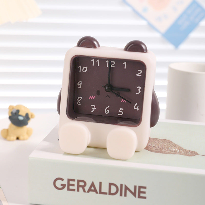Adorable Cartoon Animal Alarm Clock - Silent Quartz Movement, Loud Alarm, Battery Operated(White Brown)