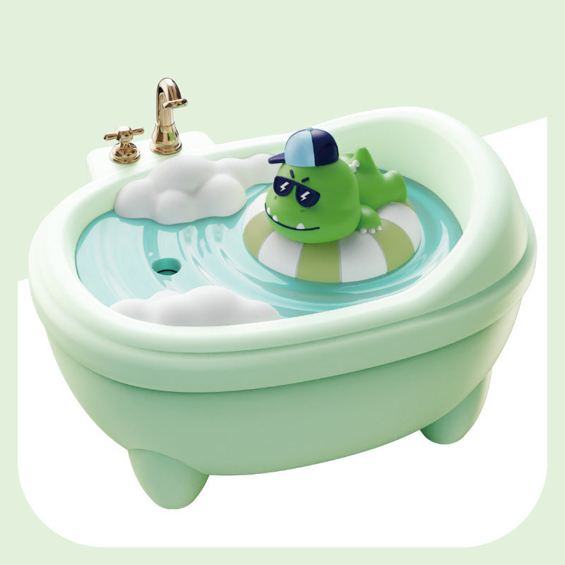 Adorable Bathtub Humidifier with Colorful Night Light - USB-C, 340ml, Auto Shut-Off(Green Dragon)