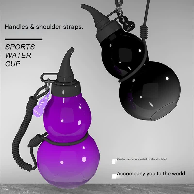 Unique Gourd-Shaped Sports Water Bottle - 800ml Tritan Material, Leakproof with Carry Strap(blue)