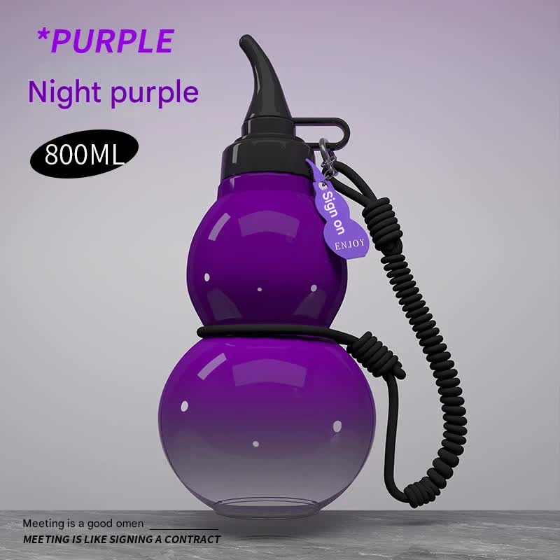 Unique Gourd-Shaped Sports Water Bottle - 800ml Tritan Material, Leakproof with Carry Strap(purple)