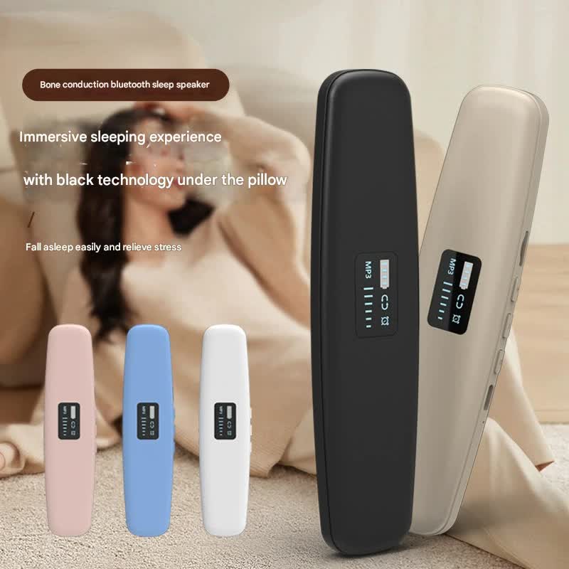 Under-Pillow Bone Conduction Sleep Sound Device - Bluetooth 5.3, TF Card, 8H Playtime & Timer(White)