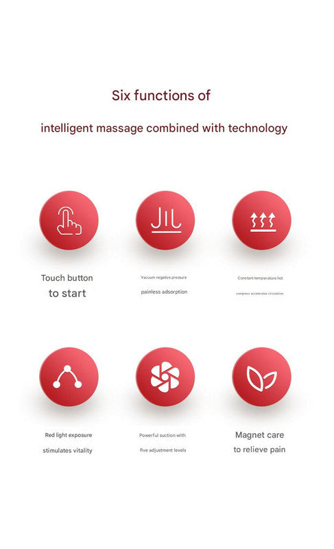 Smart Electric Cupping & Gua Sha Massager with Red Light Therapy & Magnetic Stones - 5 Levels, Rechargeable(black)